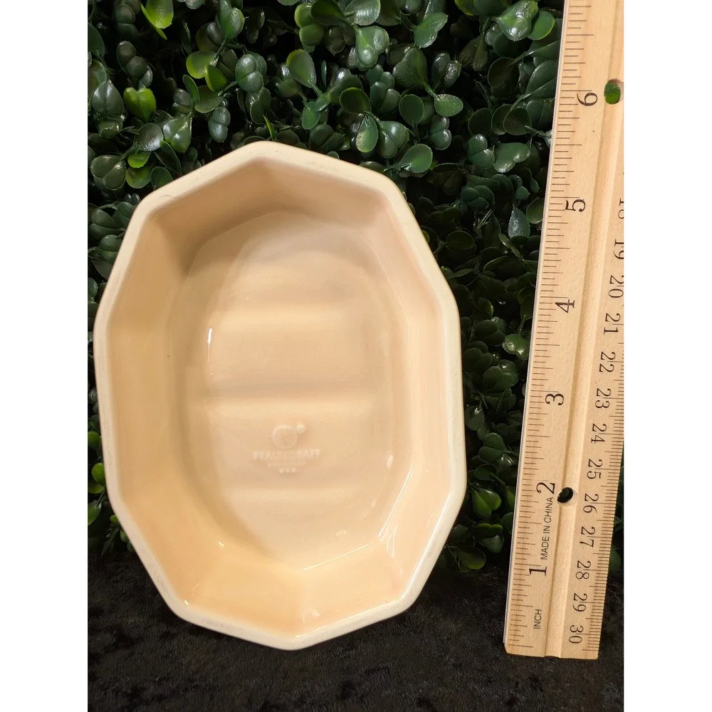 Vintage Pfaltzgraff Cream Ceramic Soap Dish Octagon Ridge Stoneware 1980s 90s